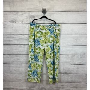 Cato Plus Size White Green Floral Lightweight Wide Leg Pants Size 26/28W